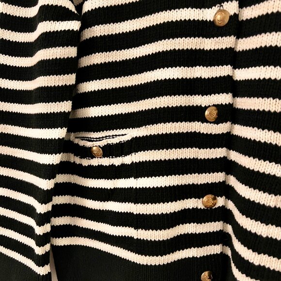 Zara Black White Stripped Cardigan Sweater, NEW - Picture 2 of 4